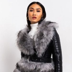 Gray Faux Fur Collar